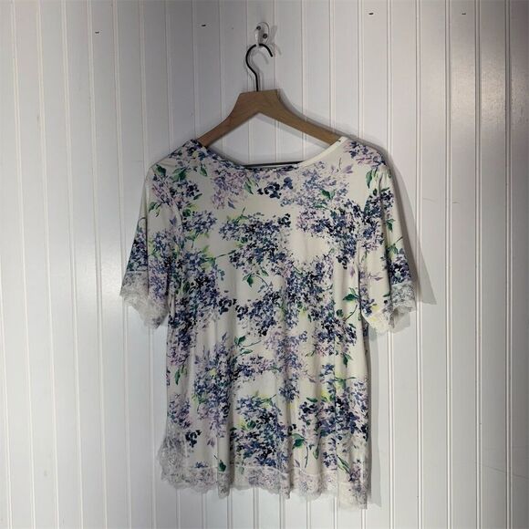 Rare New Soft Surroundings Bamboo Lace Trim Floral Photo Sample Top S Cottage - Picture 9 of 9